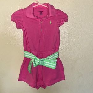 Baby girls Polo shirt romper with tie-waist belt